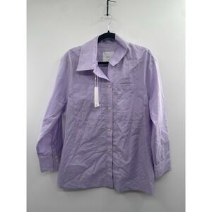 NWT Mango Oversized Stripe Co-Ord Shirt Womens 6 Lilac Purple Long Sleeve Summer